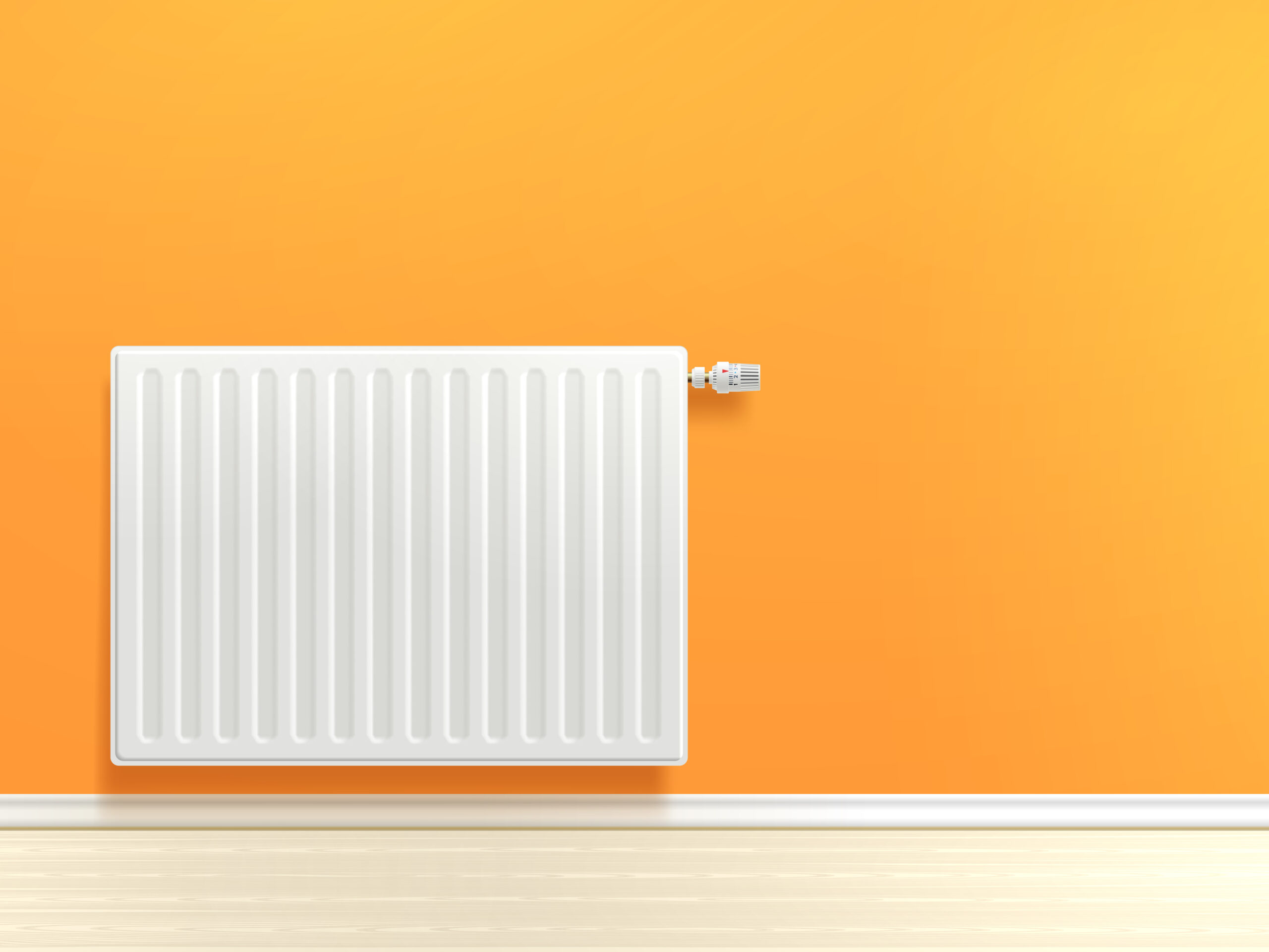 radiateur sur fond orange